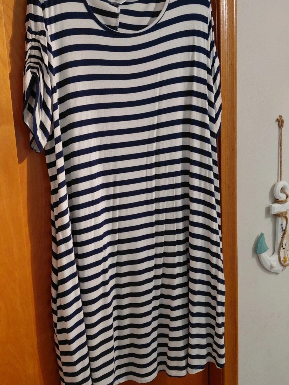 Terra & Sky Navy and White Striped Tunic Top